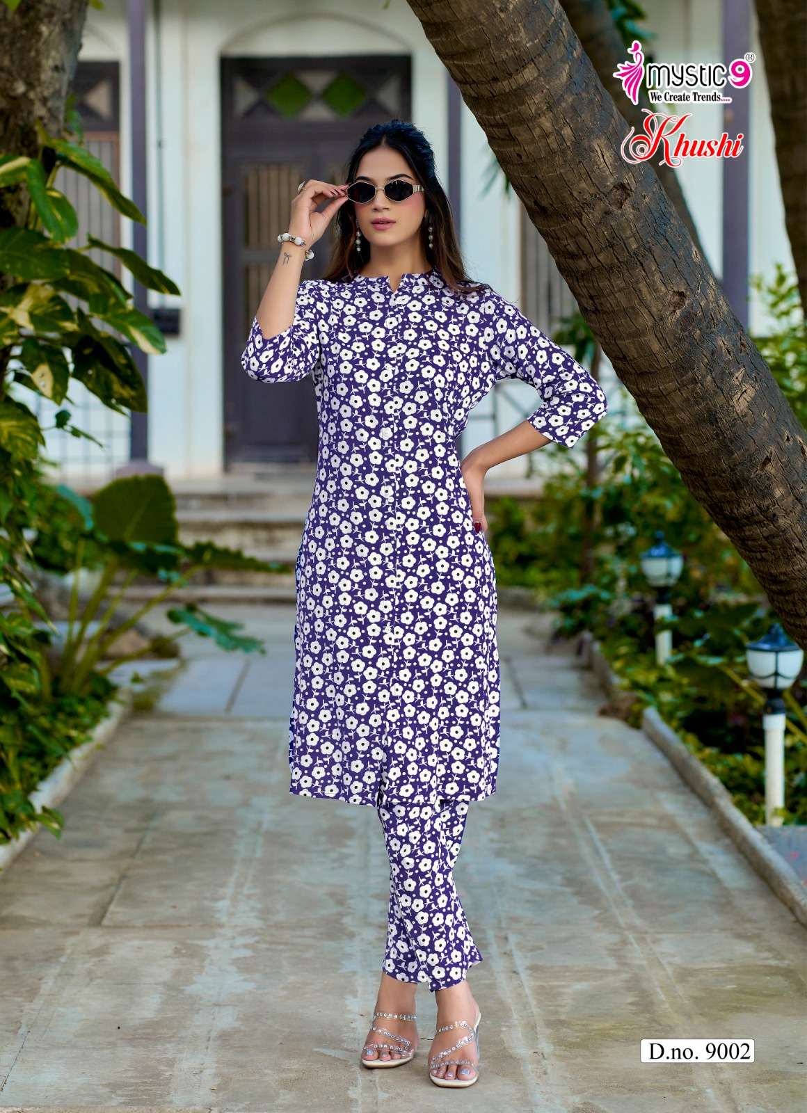 MYSTIC 9 KHUSHI VOL 9 HEAVY VISCOSE PRINT CO ORD SET CATALOGUE WESTERN OFFICE INDIA SHOP